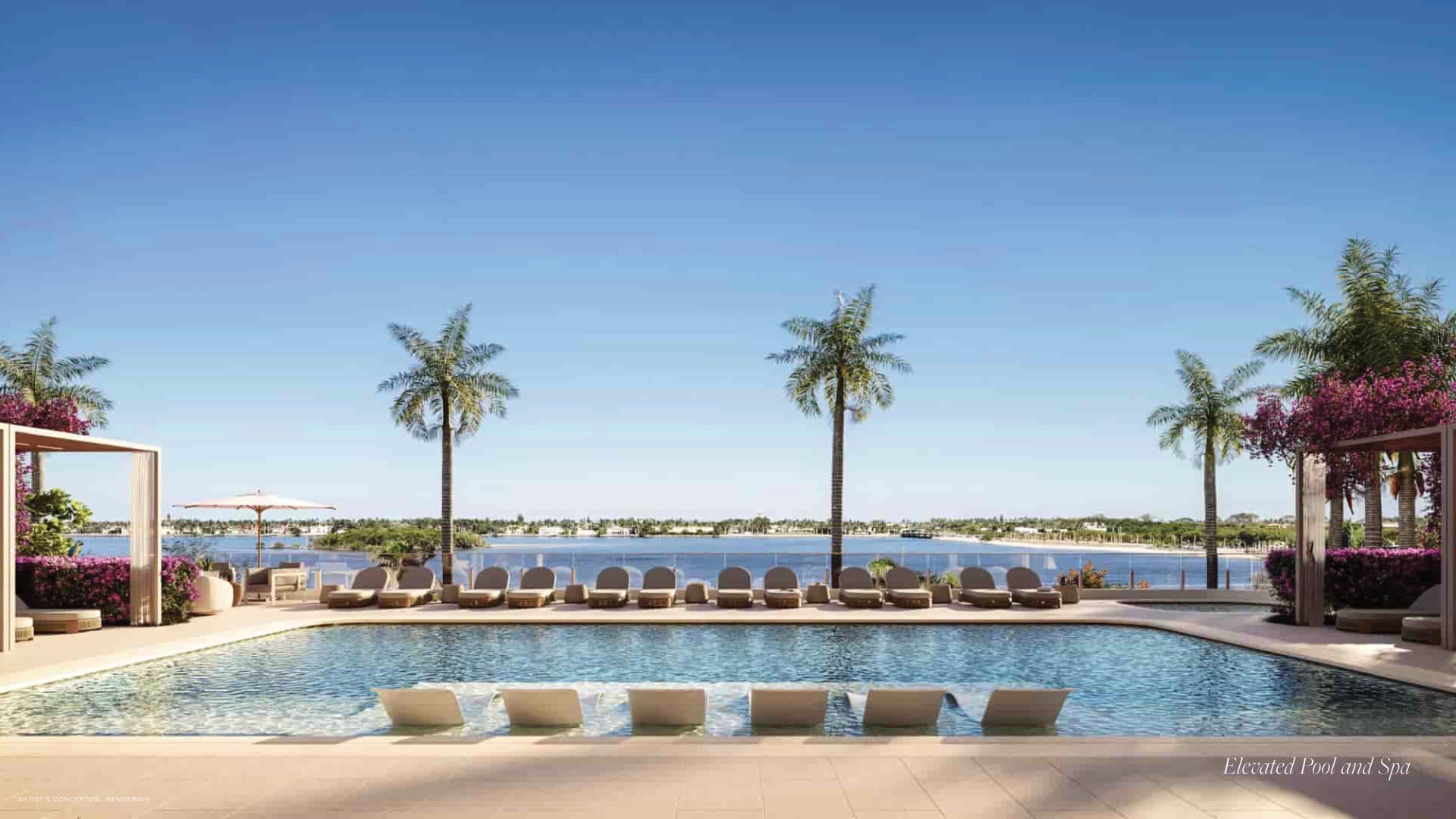 Elevated pool and spa over the Intracoastal