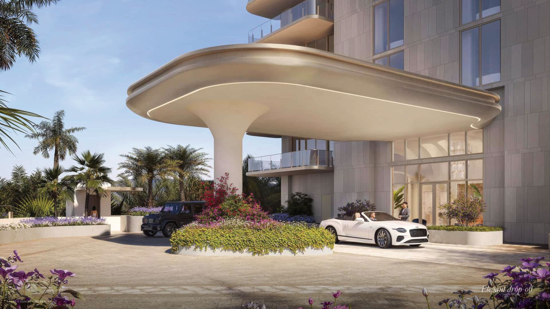 Arrival at the porte-cochere